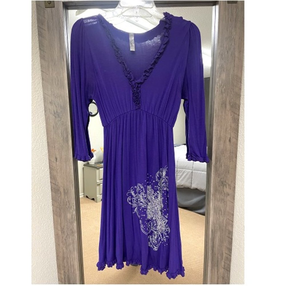 Voll Embroidered Purple Tunic Dress